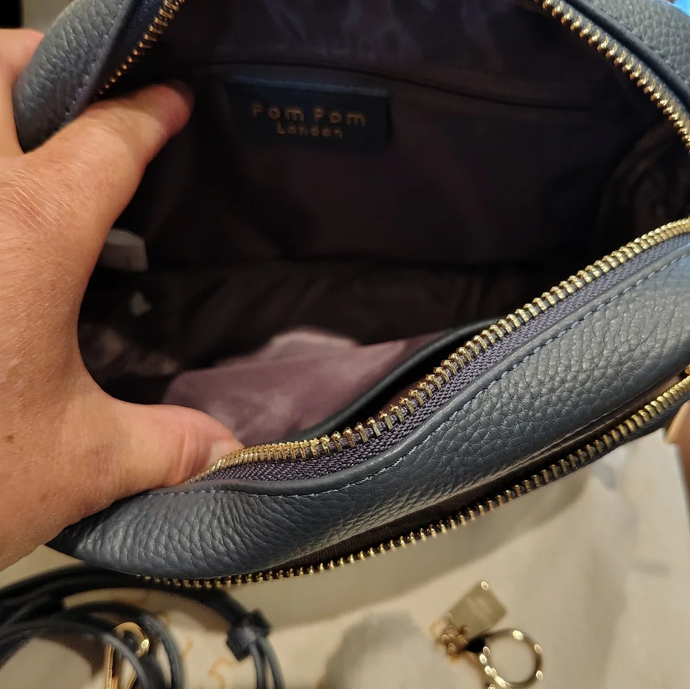 Pom Pom London Original Plus Slate Blue Crossbody Bag - Picture 3 of 6